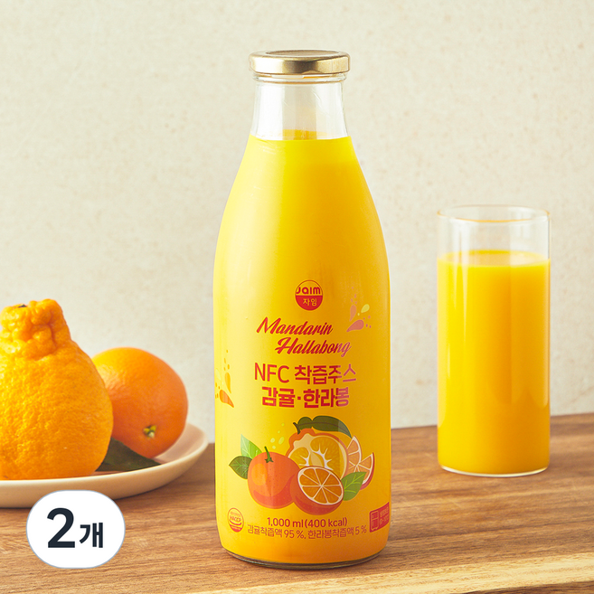 jaim 감귤 한라봉 NFC 착즙주스, 2개, 1L