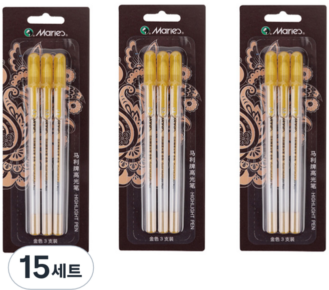 마리에스 마다꾸미 금필 골드 사경용 금색펜 3p, 펄골드, 15세트