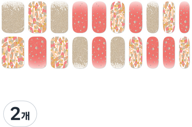 바바코코 블링이지 젤 네일스티커, 피치크러쉬, 2개