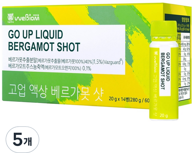 위바이옴 고업 액상 베르가못 샷, 280g, 5개
