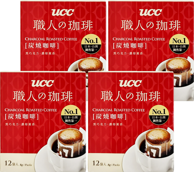 ucc 職人的珈琲 濃萃重焙濾掛式咖啡, 8g, 12包, 4盒