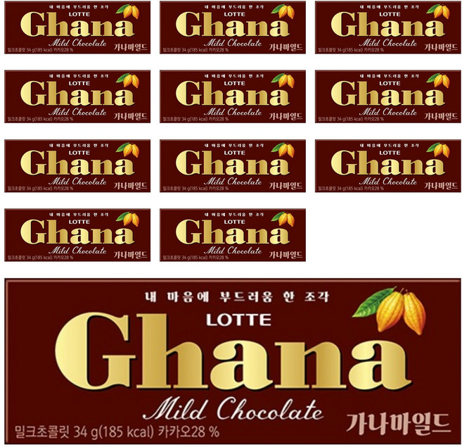 가나 마일드 밀크초콜릿, 34g, 12개