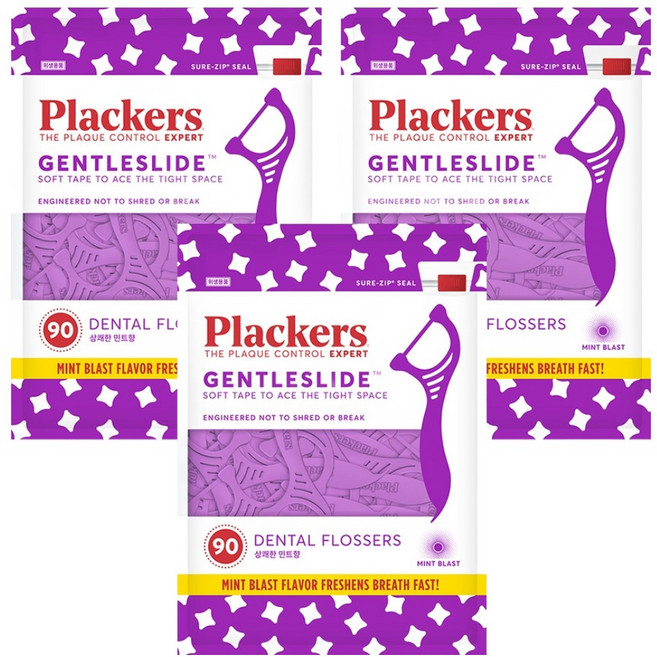 플랙커스 젠틀 슬라이드 치실, 8.5cm, 90개입, 3개