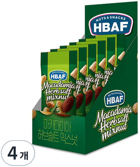 바프 넛츠앤스낵스 마카다미아 허브솔트 믹스넛 30g x 6p, 180g, 4개