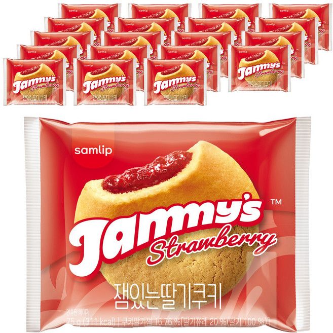 재미스 잼있는 딸기 쿠키, 75g, 20개