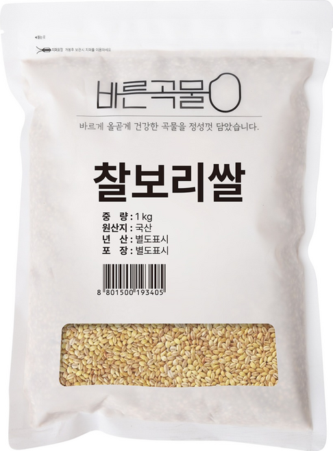 바른곡물 국산 찰보리쌀, 1kg, 1개