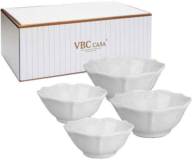 VBC CASA Incanto 巴洛克飯碗湯碗組 VBCS001A, 白色, 1套, 飯碗 2p + 湯碗 2p