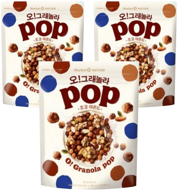 마켓오네이처 오그래놀라 팝 초코아몬드, 370g, 3개
