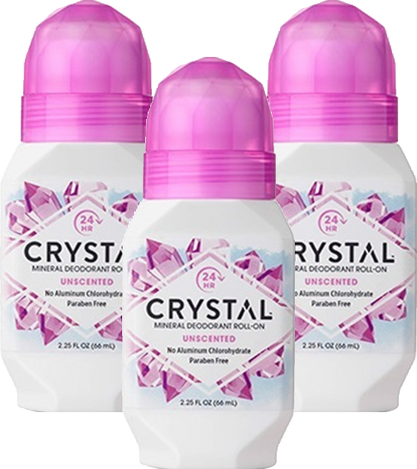 크리스탈 미네랄 바디 데오드란트 롤온 무향, 66ml, 3개