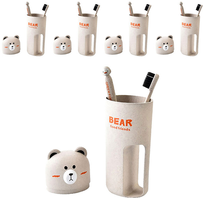 알럽홈 칫솔 베어컵 세트, 베이지, 5세트