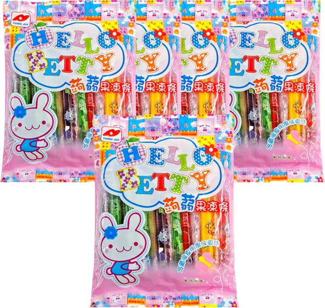 TONG JIH 統記食品 Hello Betty 蒟蒻果凍條 綜合口味, 300g, 5袋