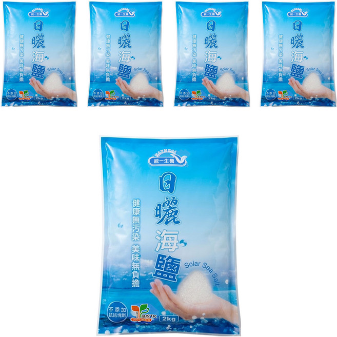 統一生機 日曬海鹽, 2kg, 5袋