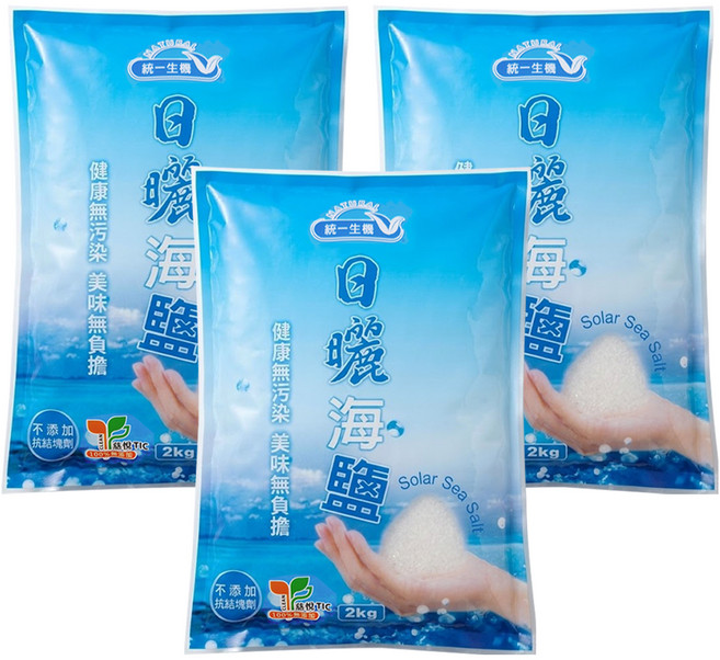 統一生機 日曬海鹽, 2kg, 3袋