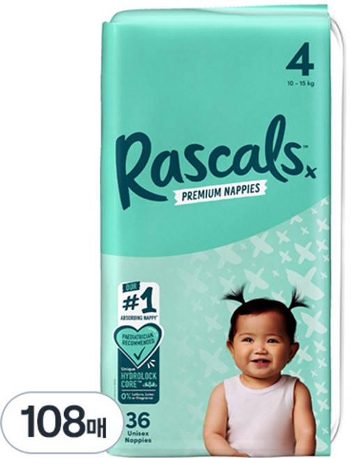 라스칼프렌즈 프리미엄 밴드형 기저귀, 108매, 4단계
