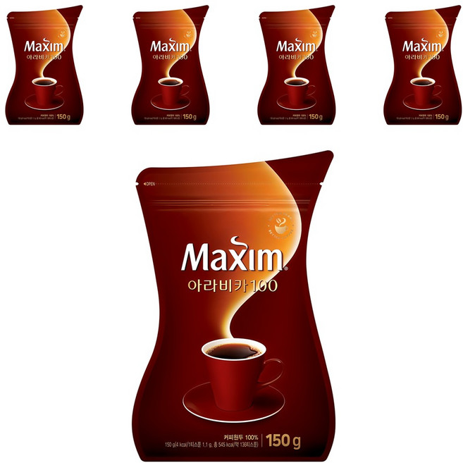 맥심 아라비카 100 원두 커피믹스, 150g, 1개입, 5개