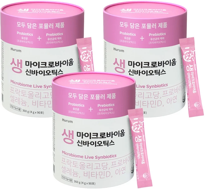 휴럼 마이크로바이옴 생 신바이오틱스 90p, 360g, 3개 - 쿠팡