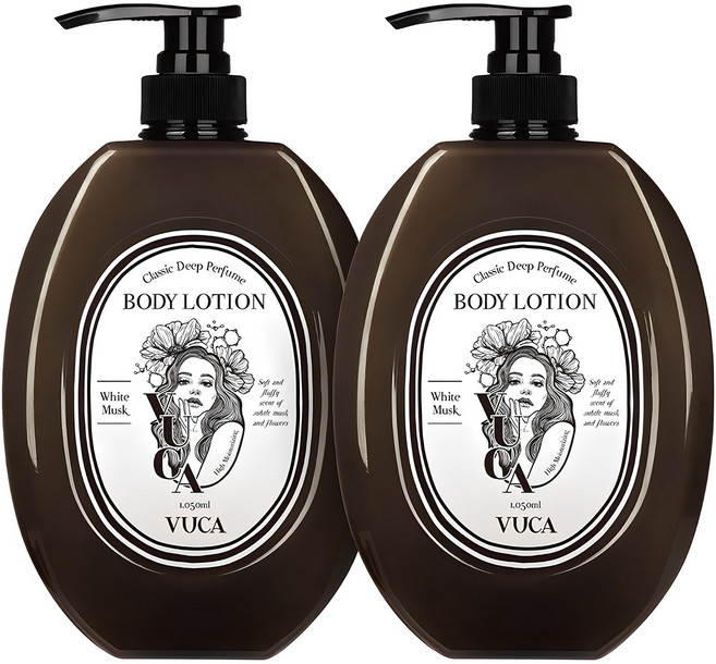 뷰카 클래식 딥 퍼퓸 모이스처 바디로션 화이트머스크향, 1.05L, 2개