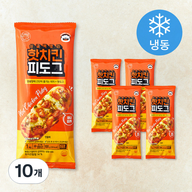 싱글팩토리 치킨 피도그 (냉동), 100g, 1개입, 10개