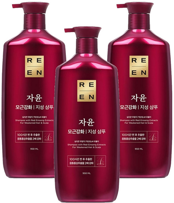 리엔 자윤 모근강화 지성 샴푸, 950ml, 3개