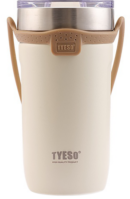 TYESO 泰碩 不鏽鋼真空手提束帶隨行杯, 奶油色, 550ml, 1個