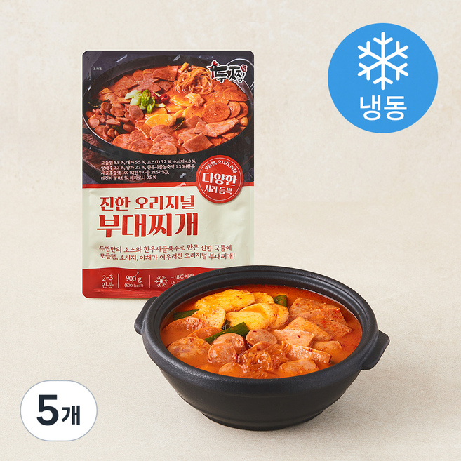 두찜 진한 오리지널 부대찌개 2~3인분 (냉동), 900g, 5개