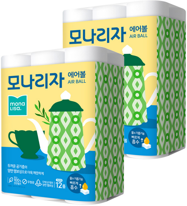 모나리자 에어볼 천연펄프 키친타올, 150매, 24개