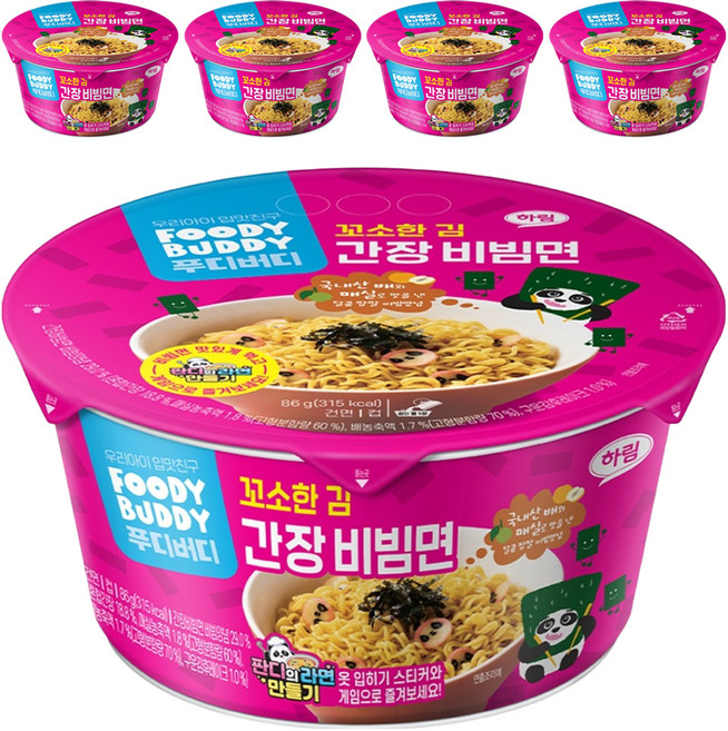 푸디버디 간장비빔면 컵 86g, 5개