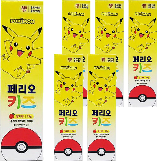 페리오 키즈 포켓몬스터 치약 딸기향, 75g, 1개입, 6개