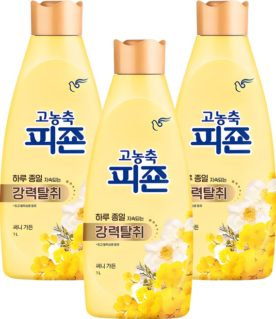 피죤 고농축 강력탈취 섬유유연제 써니 가든 본품, 1L, 3개