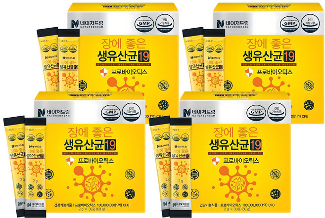 네이처드림 장에좋은 생유산균19 30p, 60g, 4개
