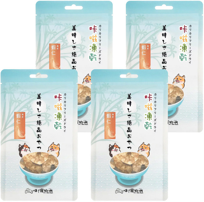 Hi Pet Chan 嗨寵物們 咔嗞凍乾, 4包, 蝦仁, 10g