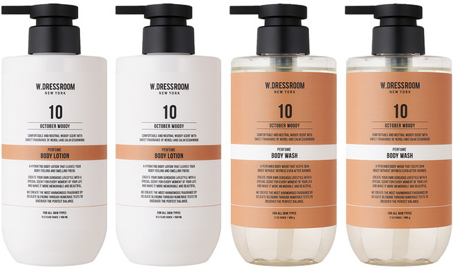 더블유드레스룸 퍼퓸 바디워시 + 바디로션 10 옥토버우디, 2세트