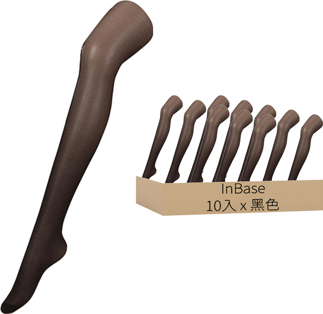 InBase 緊密高彈力加長款褲襪 20D 10入