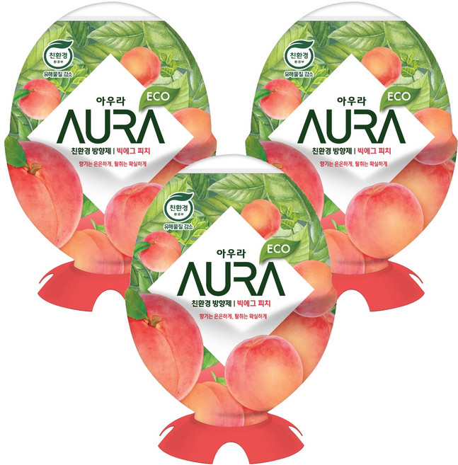 아우라 빅에그 실내용 방향제, 440ml, 3개, 피치