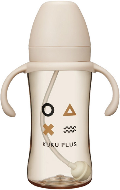 KU.KU Duckbill 酷咕鴨 KUKU PLUS 純真之瞳寬口PPSU成長奶瓶, 杏色, 1個, 300ml