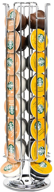 더백퍼센트 십자형 회전 타워 32구 돌체구스토 캡슐 보관함, 실버, 1개