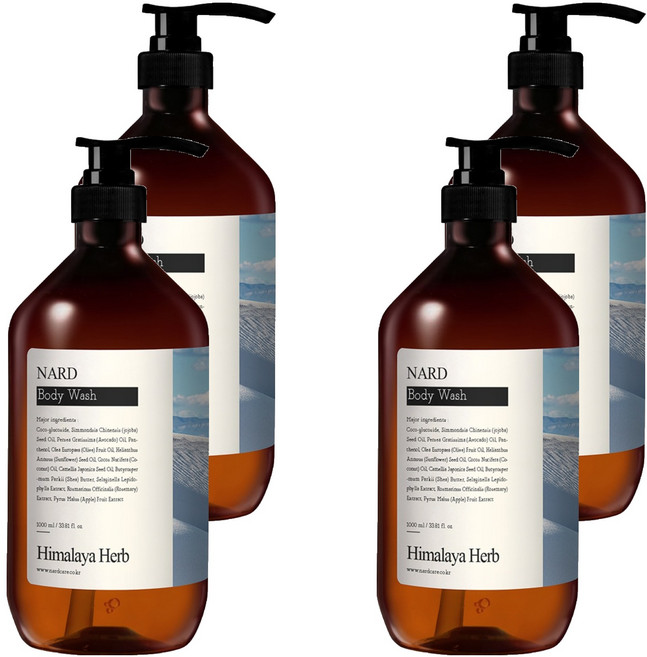 나드 리프레쉬 퍼퓸드 바디워시 화이트머스크향, 1L, 4개