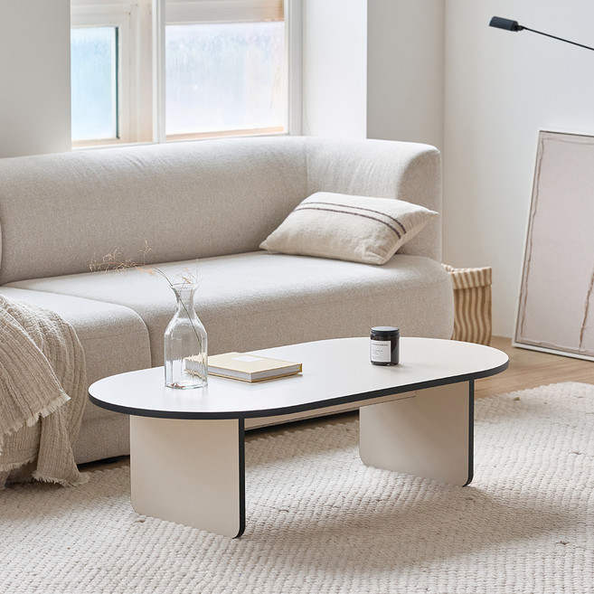 메종드꼼마 벤티 거실 테이블 1200, 베이지, 블랙엣지