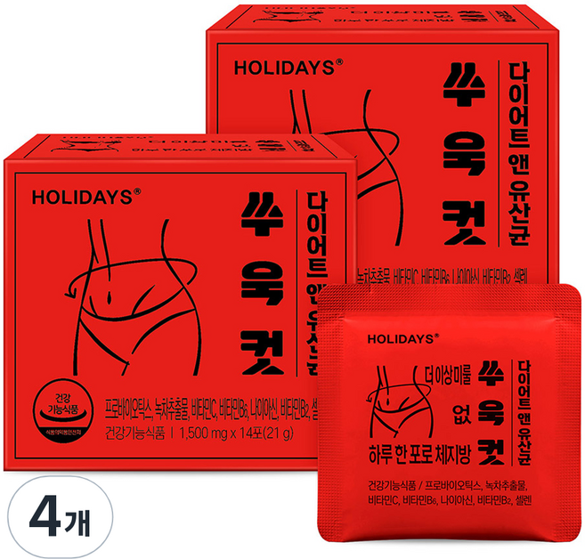 홀리데이즈 쑤욱컷 다이어트 앤 유산균 14포, 21g, 4개