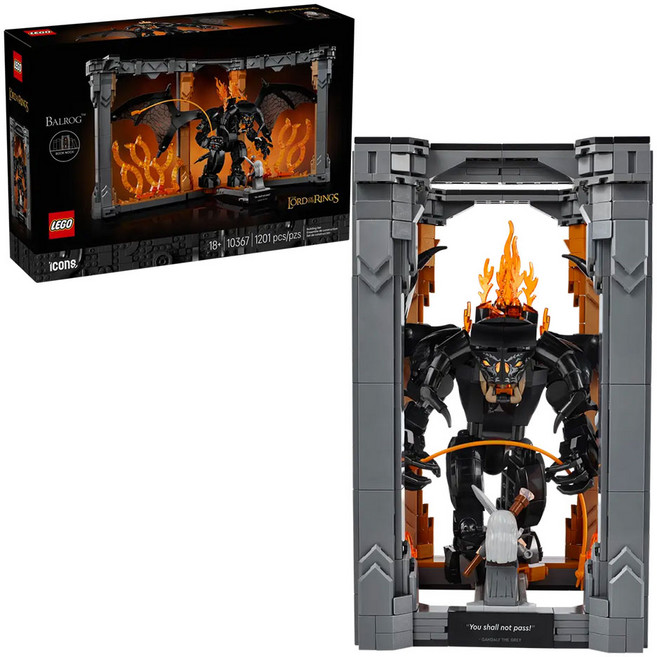 LEGO ICONSTM 魔戒 炎魔TM 書擋擺飾 The Lord of the Rings: BalrogTM Book Nook 10367, 1組, 魔戒 炎魔TM 灰色 + 黑色