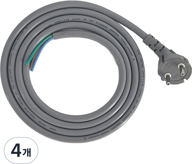 애니포트 AC 2.5SQ X 3C 3구 측면 접지 탈피 파워코드, 4개, 3m