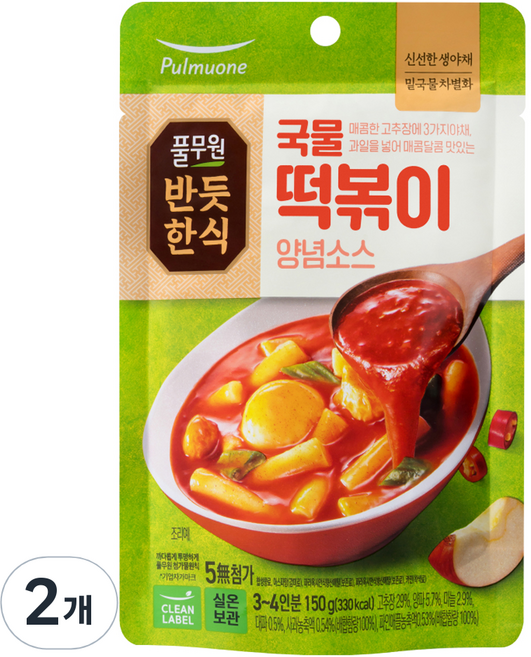 반듯한식 국물 떡볶이 양념소스, 2개, 150g