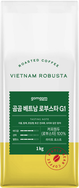 곰곰 베트남 로부스타 G1, 홀빈(분쇄안함), 1kg, 1개