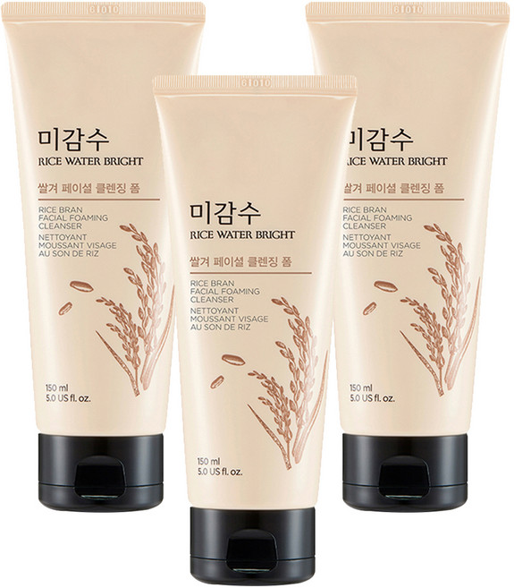 더페이스샵 미감수 브라이트 쌀겨 페이셜 클렌징 폼, 3개, 150ml