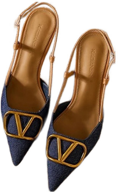 페이퍼먼츠 이집션 V버클 포인트 슬링백 힐 7cm 10116