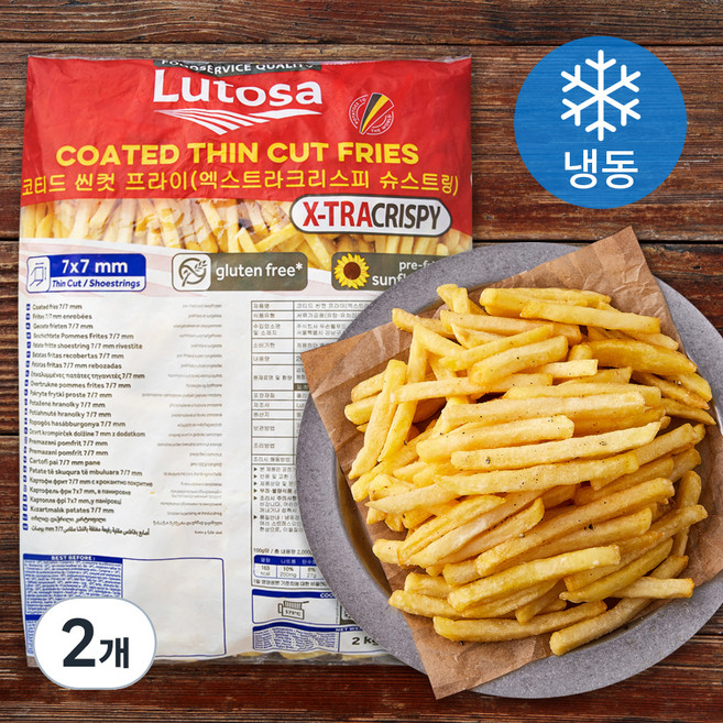 루토사 코티드 씬컷 프라이 엑스트라크리스피 슈스트링 (냉동), 2kg, 2개