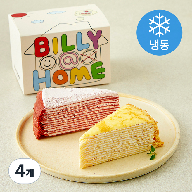 빌리엔젤 밀크&딸기 크레이프 조각케이크(냉동), 110g, 4개