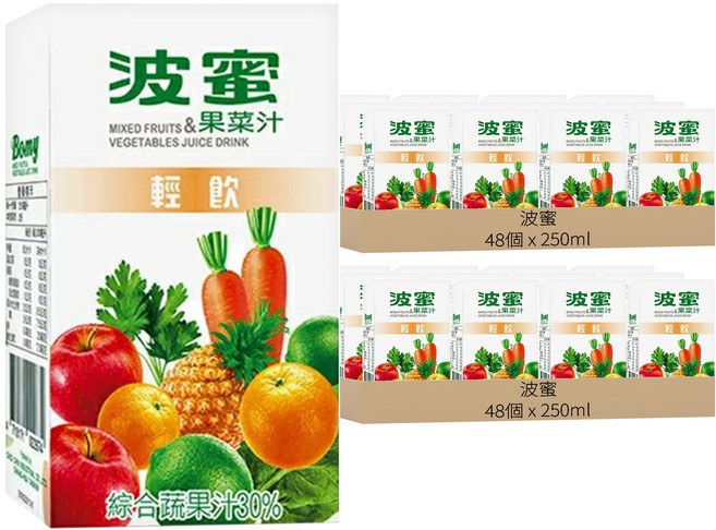波蜜 輕飲果菜汁, 250ml, 48個