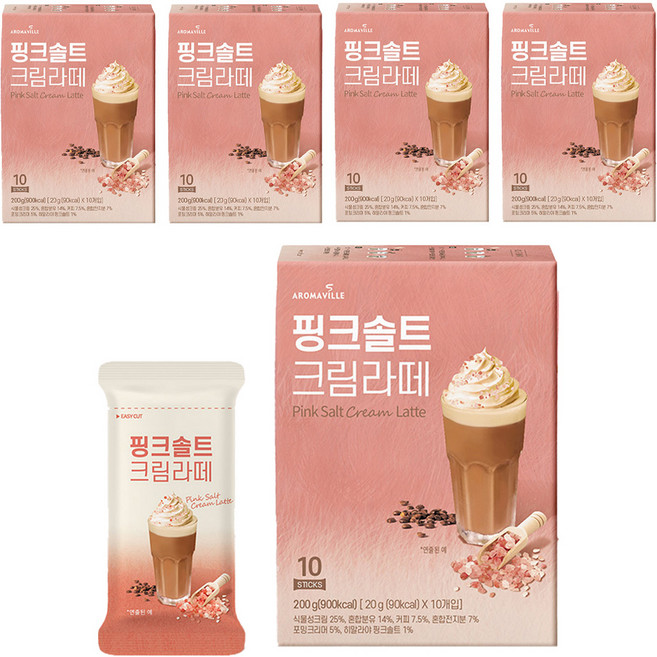 아로마빌커피 핑크솔트 크림라떼, 20g, 10개입, 5개