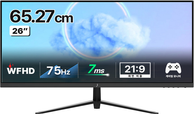 주연테크 WFHD IPS 75Hz HDR 와이드 모니터, 65cm, V26FX75(일반)